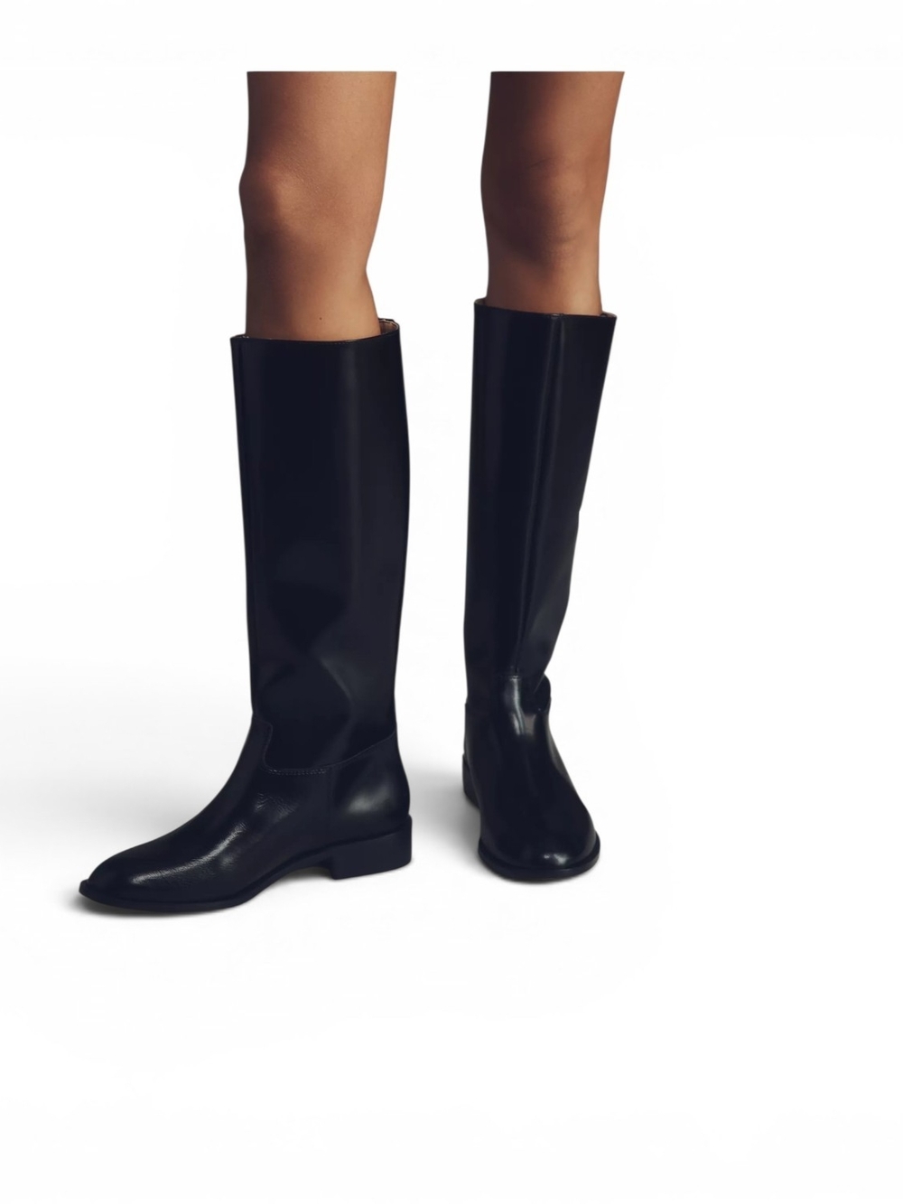 NWT Silent D Anthropologie Giselle Black Leather Riding Pull On Womens Boots 6.5